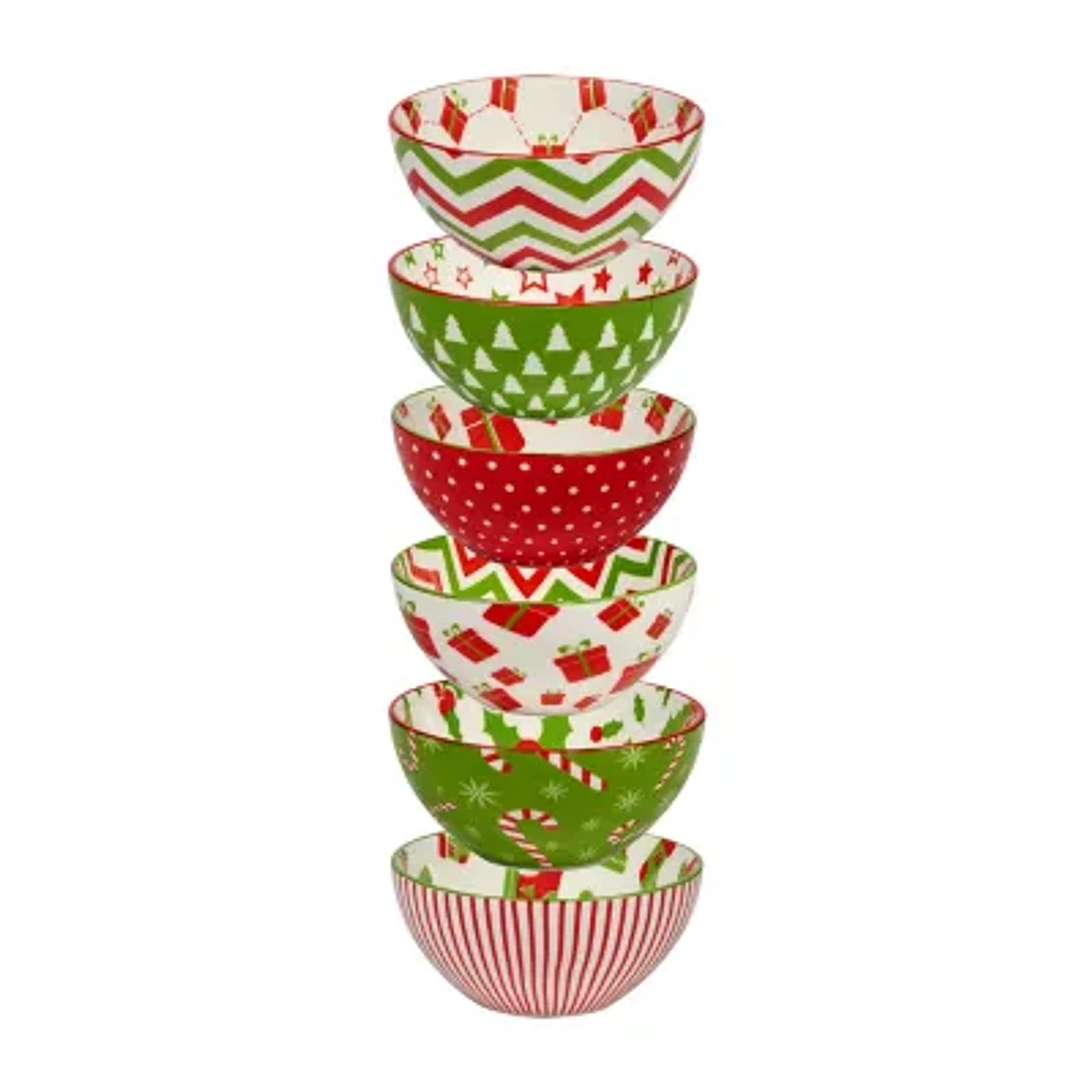 Certified International Holiday Fun 6-pc. Porcelain Ice Cream Bowl