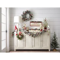 North Pole Trading Co. Flocked Red Berry And Pinecone Led Pre-Lit Flocked Indoor Christmas Garland