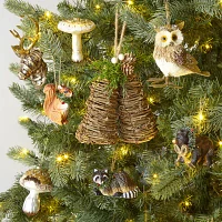 North Pole Trading Co. Sisal Owl Set 2-pc. Christmas Ornament