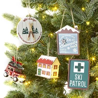 North Pole Trading Co. Ski Patrol And Lodge Sign Set 2-pc. Christmas Ornament