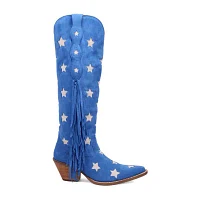 Dingo Womens Super Star Suede Stacked Heel Cowboy Boots