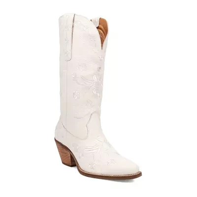 Dingo Womens Love Bug Leather Stacked Heel Cowboy Boots