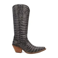 Dingo Womens Ozzie Leather Stacked Heel Cowboy Boots