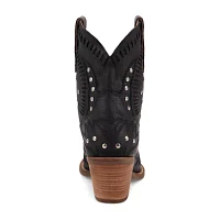 Dingo Womens Precious Leatherie Stacked Heel Cowboy Boots