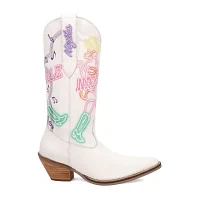 Dingo Womens Nashville Nights Leather Stacked Heel Cowboy Boots
