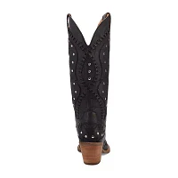 Dingo Womens Pretty 'N  Pink Leather Stacked Heel Cowboy Boots