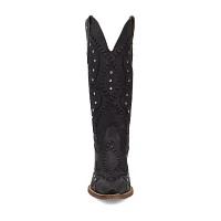 Dingo Womens Pretty 'N  Pink Leather Stacked Heel Cowboy Boots