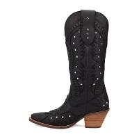 Dingo Womens Pretty 'N  Pink Leather Stacked Heel Cowboy Boots