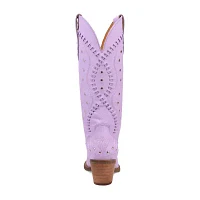 Dingo Womens Pretty 'N  Pink Leather Stacked Heel Cowboy Boots