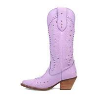 Dingo Womens Pretty 'N  Pink Leather Stacked Heel Cowboy Boots