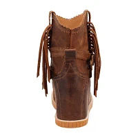 Dingo Womens Montauk Leather Wedge Heel Cowboy Boots