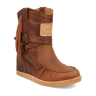 Dingo Womens Montauk Leather Wedge Heel Cowboy Boots
