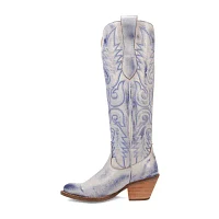 Dingo Womens Faded Love Leather Stacked Heel Cowboy Boots