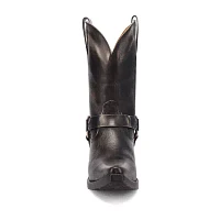 Dingo Womens Ride A Way Leather Stacked Heel Cowboy Boots