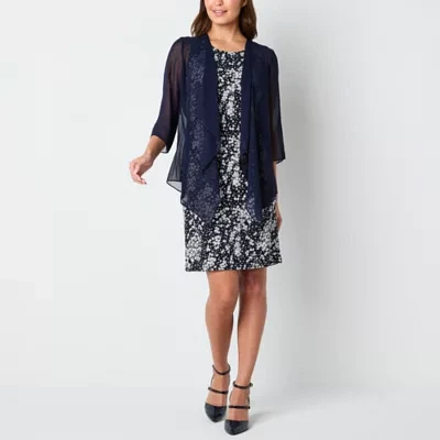 R & K Originals Womens Floral Faux-Jacket Dress