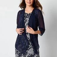 R & K Originals Womens Floral Faux-Jacket Dress