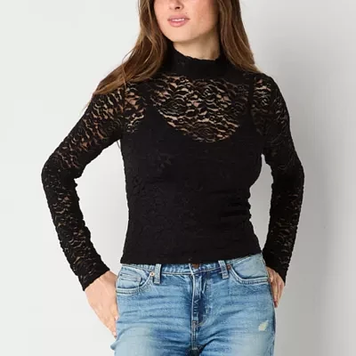 Arizona Lace Womens Juniors Long Sleeve T-Shirt