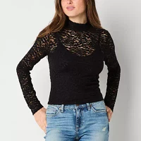 Arizona Lace Womens Juniors Long Sleeve T-Shirt