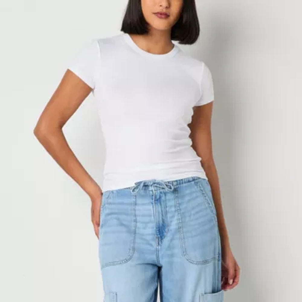 Arizona Womens Juniors Crew Neck Short Sleeve T-Shirt