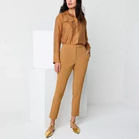 Worthington Womens Mid Rise Slim Fit Ankle Pant