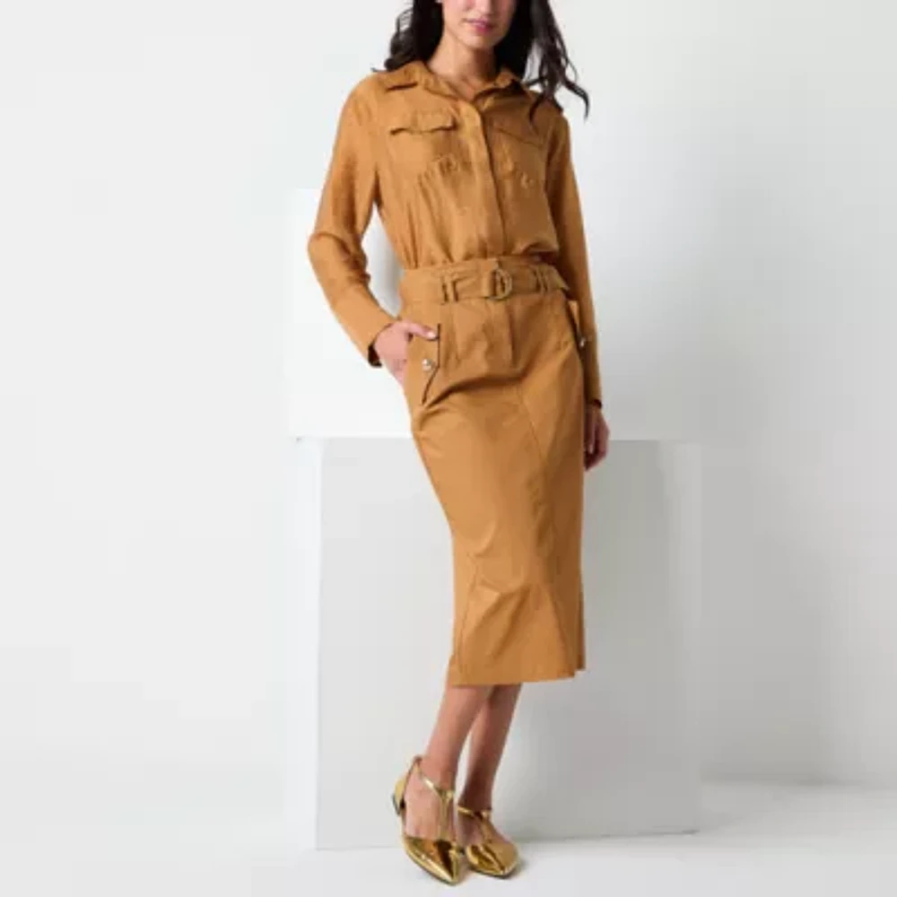 Worthington Womens Midi Pencil Skirt
