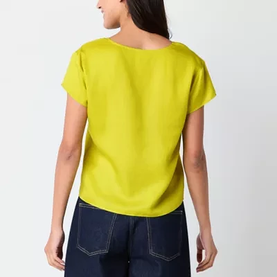 Worthington Womens V Neck Short Sleeve T-Shirt