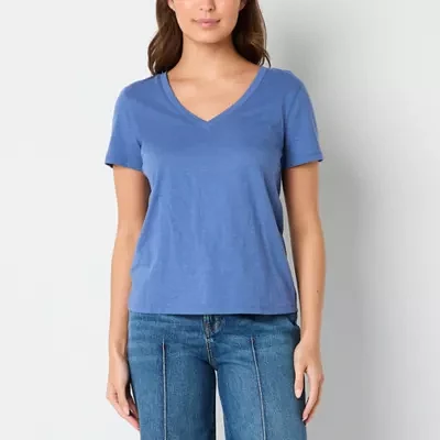 a.n.a Womens V Neck Short Sleeve Adaptive T-Shirt