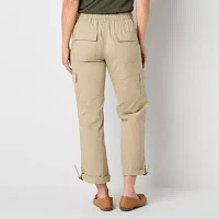 St. John's Bay Convertible Womens Mid Rise Stretch Fabric Straight Cargo Pant