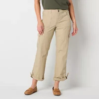 St. John's Bay Convertible Womens Mid Rise Stretch Fabric Straight Cargo Pant