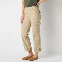 St. John's Bay Convertible Womens Mid Rise Stretch Fabric Straight Cargo Pant