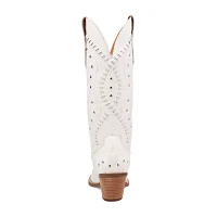Dingo Womens Pretty 'N  Pink Leather Stacked Heel Cowboy Boots