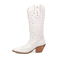 Dingo Womens Pretty 'N  Pink Leather Stacked Heel Cowboy Boots