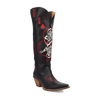 Dingo Womens Ride A Way Leather Stacked Heel Cowboy Boots