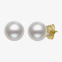 White Cultured Freshwater Pearl 10K Gold Stud Earrings