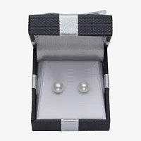 Genuine White Cultured Freshwater Pearl Sterling Silver Stud Earrings