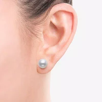 Genuine White Cultured Freshwater Pearl Sterling Silver Stud Earrings