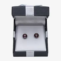 Dyed Black Cultured Freshwater Pearl Sterling Silver Stud Earrings