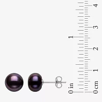 Dyed Black Cultured Freshwater Pearl Sterling Silver Stud Earrings