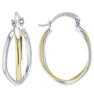 Silver Reflections Pure Silver Over Brass Hoop Earrings