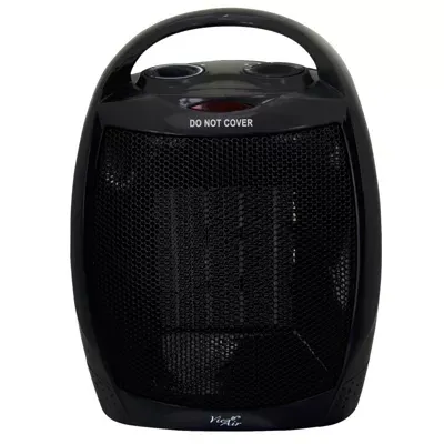Vie Air 1500W Portable 2-Settings Black Ceramic Heater with Adjustable Thermostat