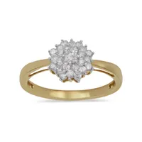 Womens 1/2 CT. T.W. Natural White Diamond 10K or 14K Yellow Gold Cluster Cocktail Ring