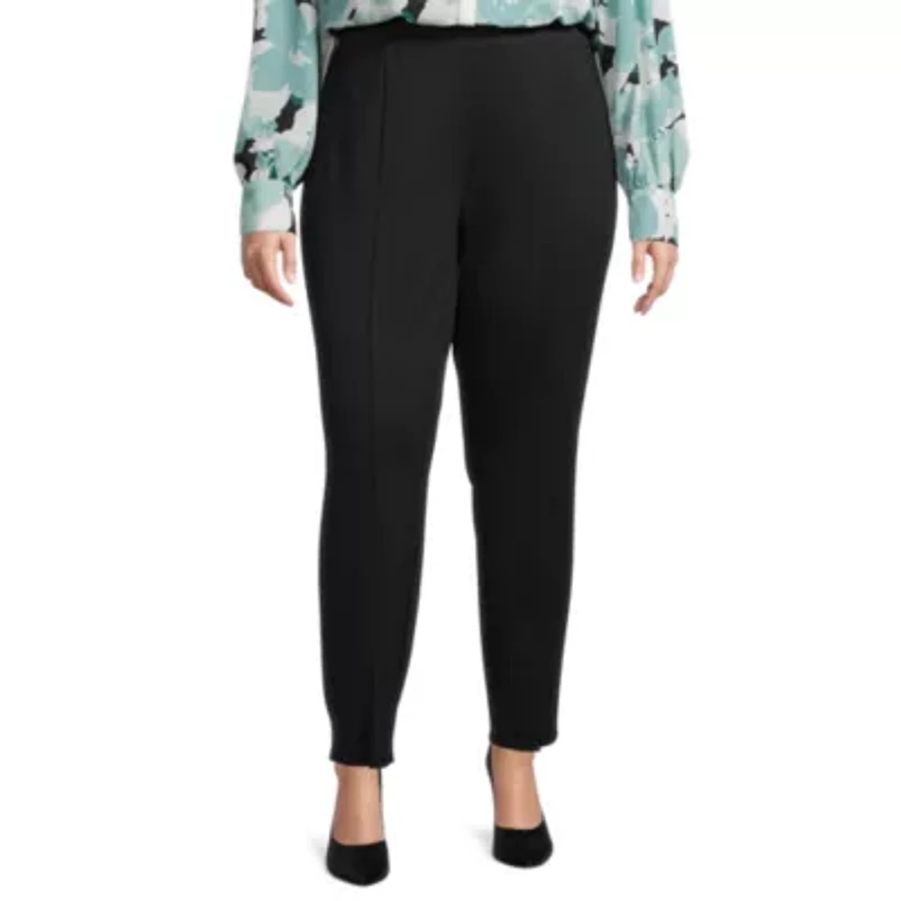 Worthington-Plus Womens High Rise Slim Pull-On Pants