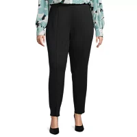 Worthington-Plus Womens High Rise Slim Pull-On Pants