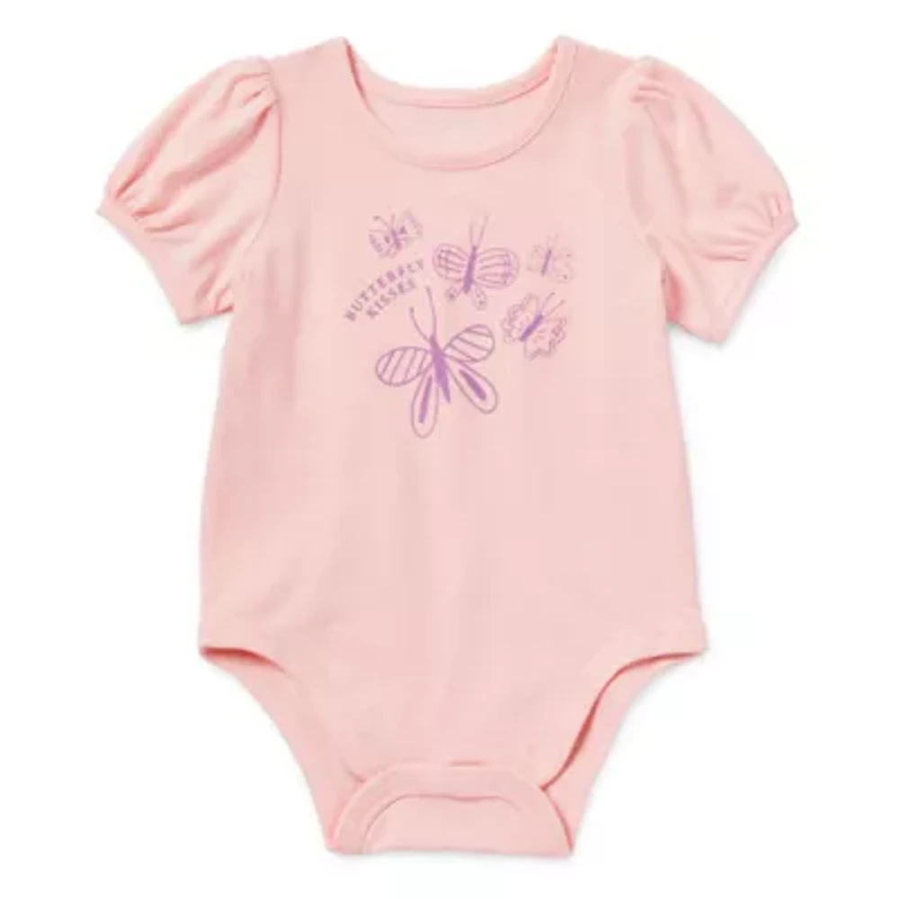 Okie Dokie Baby Girls Round Neck Short Sleeve Bodysuit