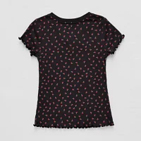 Thereabouts Little & Big Girls Rib V Neck Short Sleeve T-Shirt