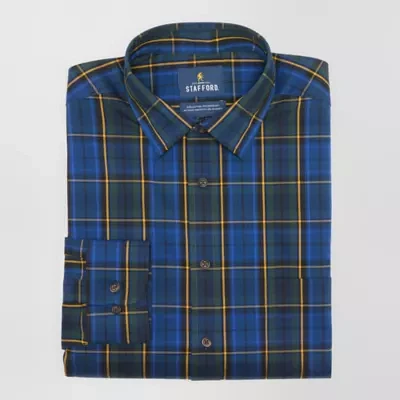 Stafford Mens Regular Fit Long Sleeve Tartan Plaid Dress Shirt