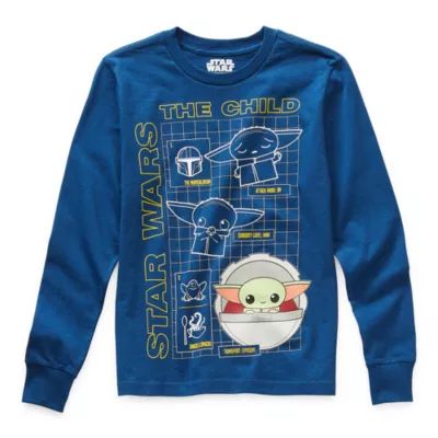 Disney Collection Little & Big Boys Crew Neck Long Sleeve Star Wars Graphic T-Shirt