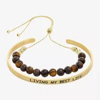 Sparkle Allure You & Me 2-pc. Tiger's Eye 14K Gold Over Brass Bead Bar Bracelet Set