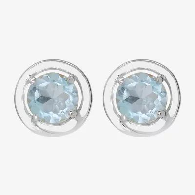 Silver Treasures Genuine Stone Sterling Stud Earrings