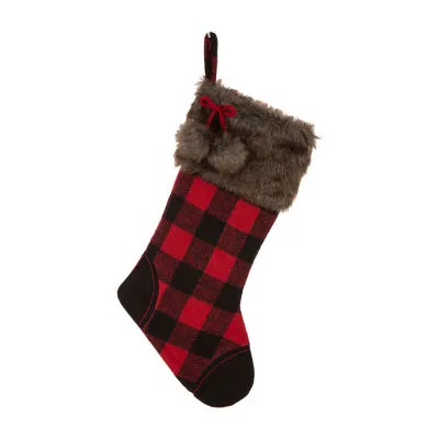 Glitzhome Black & Red Buffalo Plaid Christmas Stocking